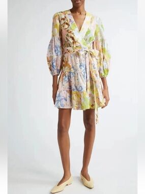 Zimmermann Cotton Tiered Floral Mini Dress Size 3